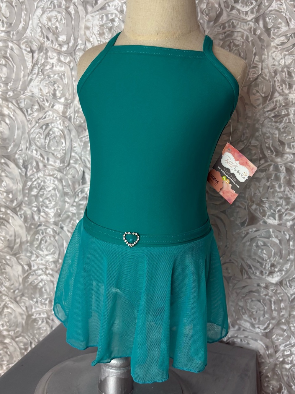 Girls Teal Dance Dress with Mesh Skirt